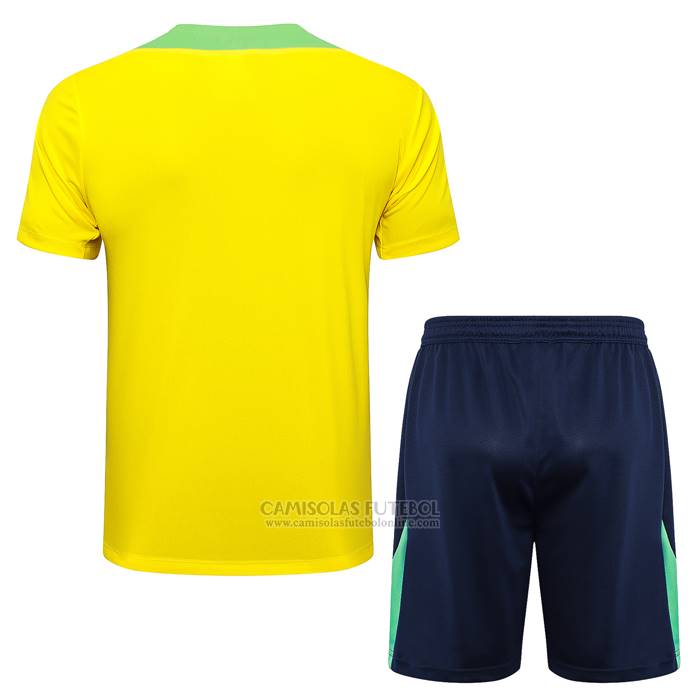 Fato de Treino Brasil Manga Curta 2024-2025 Amarelo - Calcas Curta